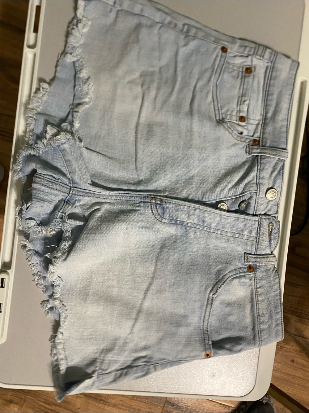 True Craft Light Wash Distressed Denim Shorts
